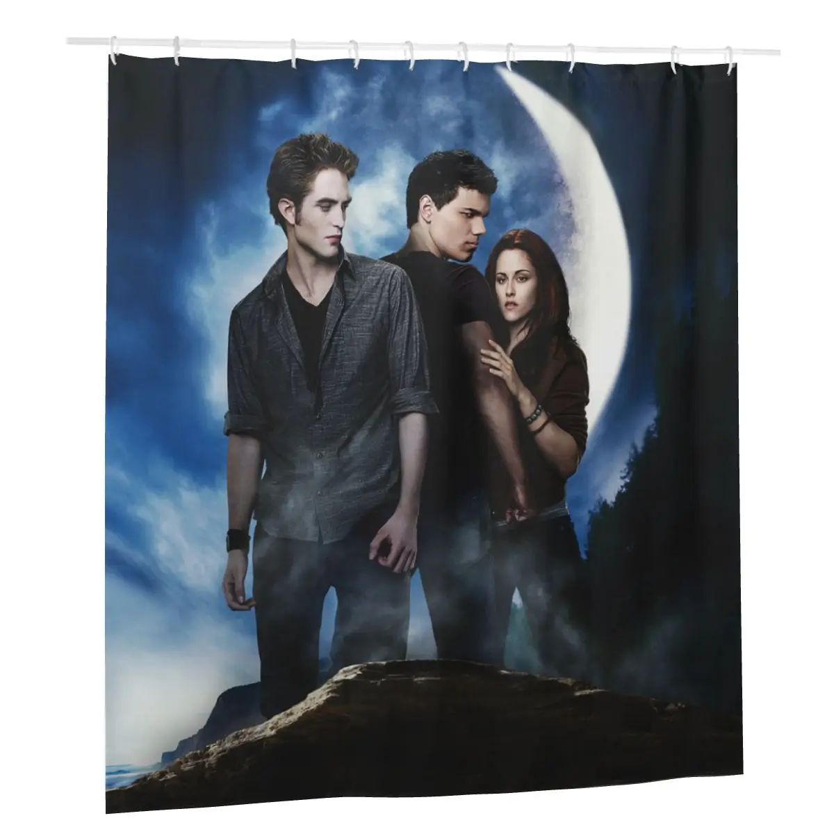 

Черные шторы для душа с изображением Эдварда Беллы Джейкоба, занавески для ванной комнаты, сумерки саги, новая луна, Полиэстеровые моющиеся ...