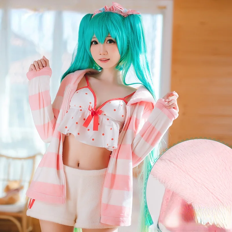 Аниме Мику Косплей Костюм Униформа милая комната одежда пижамы для сна наряды