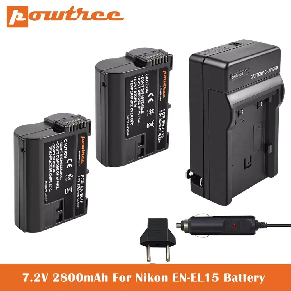 

EN-EL15 Battery+Charger For Nikon D850 D7500 D7000 D7100 D7200 D800 D800E D810 D810A D750 D600 D610 Digital SLR Camera