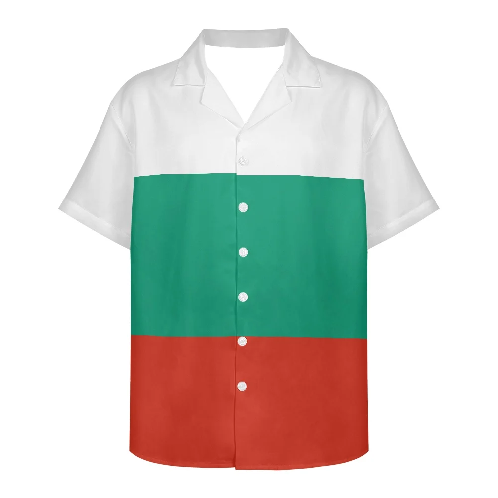 

Bulgaria Flag Design Pattern Summer Vintage Fashion Casual Short Sleeve Hawaii Shirts For Men Camisa Masculina Holiday Party NEW