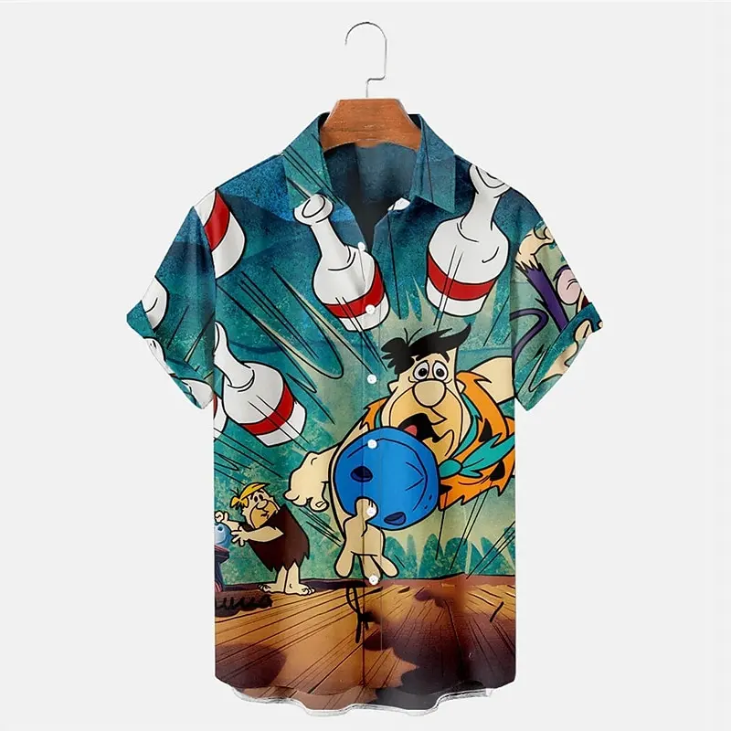 New Men's Shirt Bowling 3d Print Fun Hawaiian Shirt Summer Lapels Short Sleeves Oversized Unisex Blouses Fashion Sweatshirt