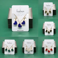 jewelry sets heart luxury woman necklace earings for women red green white black blue earrings 2022 necklaces set pieces fashion