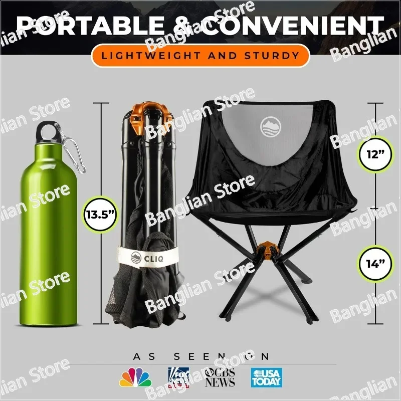 CLIQ-silla Plegable Portátil sillón ligero para acampar soporta 300 libras