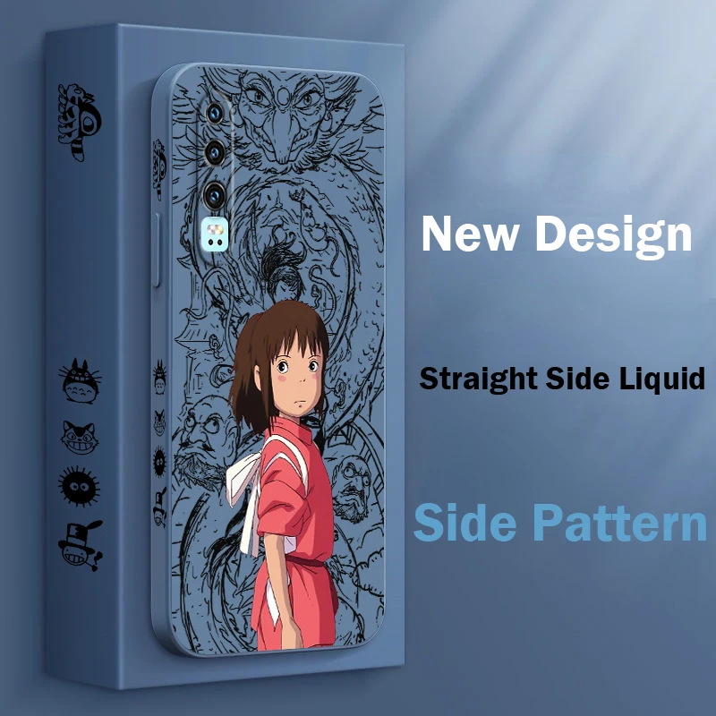 

Anime Spirited Away lover Huawei Phone Case For Y9S Y9A Y9 Nova Y70 9 8 P50 P40 P30 P20 Pro Lite E 5G Liquid Left Rope