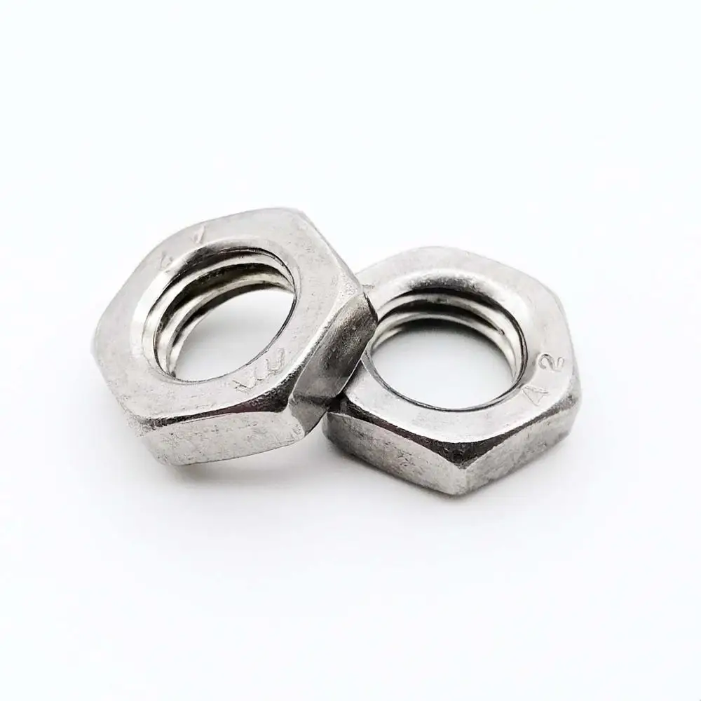 

2/25pcs 304 A2-70 Stainless Steel Flat Hex Hexagon Thin Nut Jam Nut DIN439 GB6172 M2 M2.5 M3 M4 M5 M6 M8 M10 M12 M14 M16