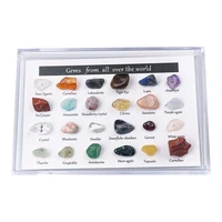 stone storage gift box natural crystal agate stone 24 kinds of ore sampleschristmas countdown stone 9 x 6 x 1 9cm
