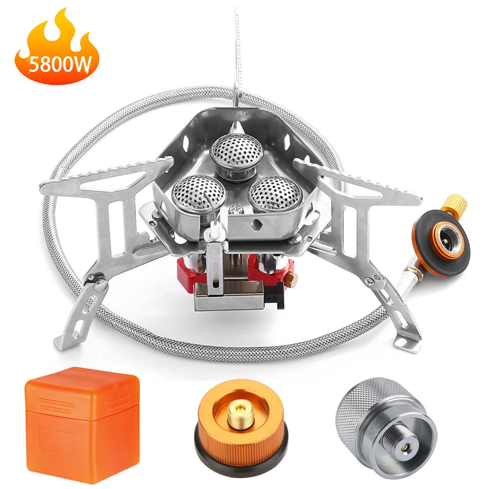 

Big Tourist Camping Stove Gas 5800W Portable Power Windproof Stove Survive Foldable Head Outdoor Camping Picnic Stove Burner