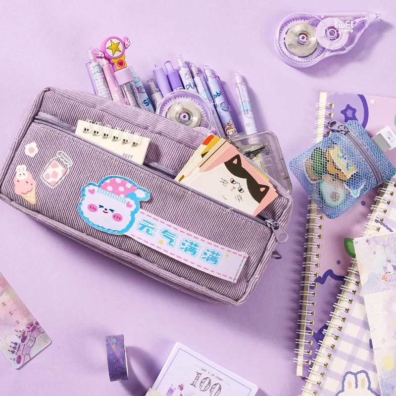 Милый большой чехол для карандашей на молнии милый пенал емкости портативный