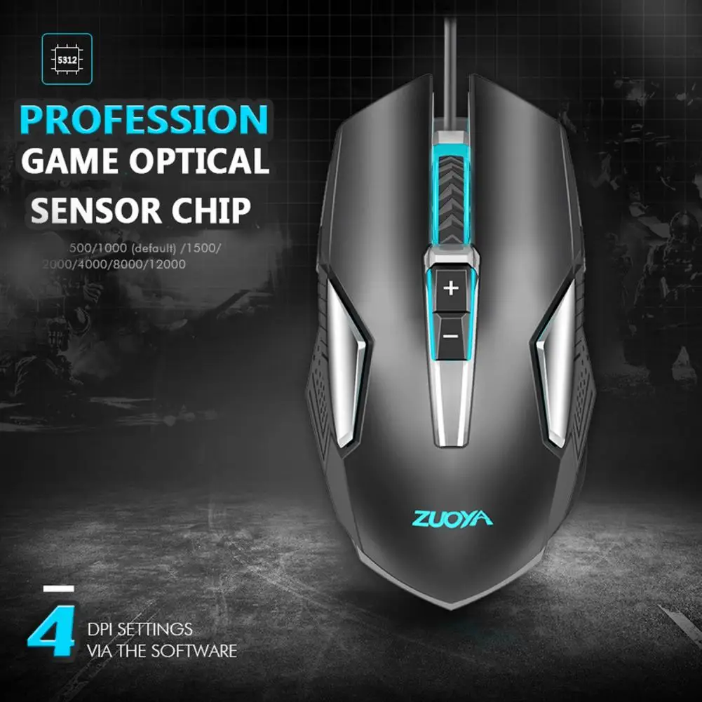 

ZUOYA MMR8 Wired Mouse Luminous RGB Light Effect LED 4800DPI USB Optical Gaming Mice for Computer