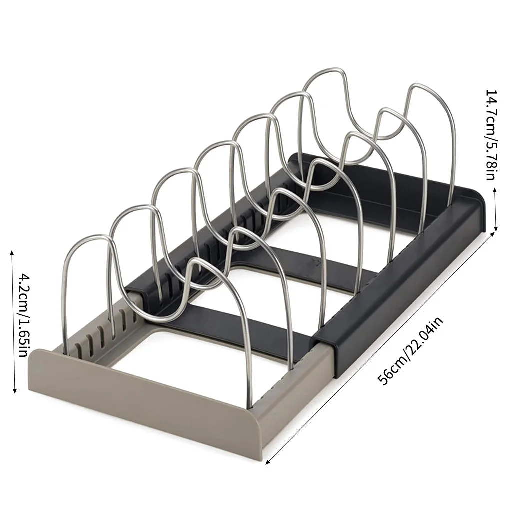 

Pan Storage Rack Pot Cover Organizer Holder 7 Compartments Kitchen Gadgets