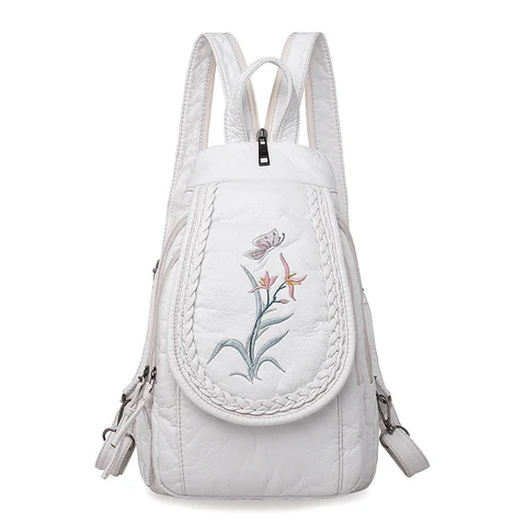 Женская мода вышивка Рюкзак дизайнерский бренд 3 в 1 маленький рюкзак мягкие моющиеся кожаные сумки для женщин 2019 mochila feminina