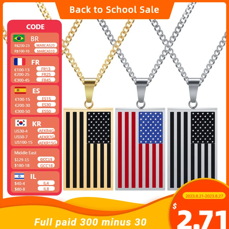 Ожерелья и подвески с флагом США золотого цвета из нержавеющей стали американская цепь для мужчин/женщин подарок бренда NIBA горячие модные ювелирные изделия