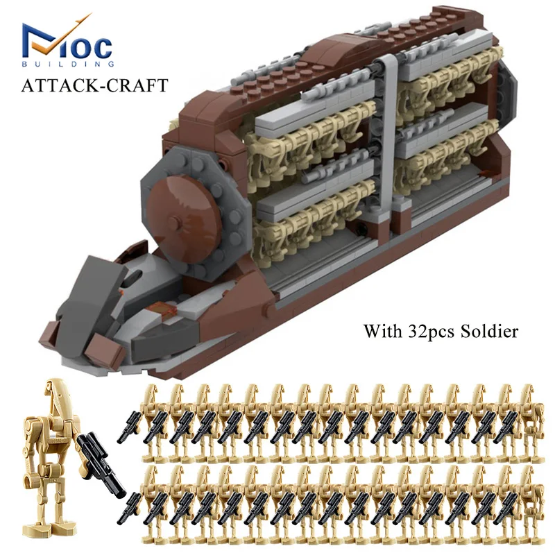 

Hot Anime Figma Droid Platoon Attack-craft Building Blocks With Space Battle Droids Transport Battleship Bricks Kid Toys Gift