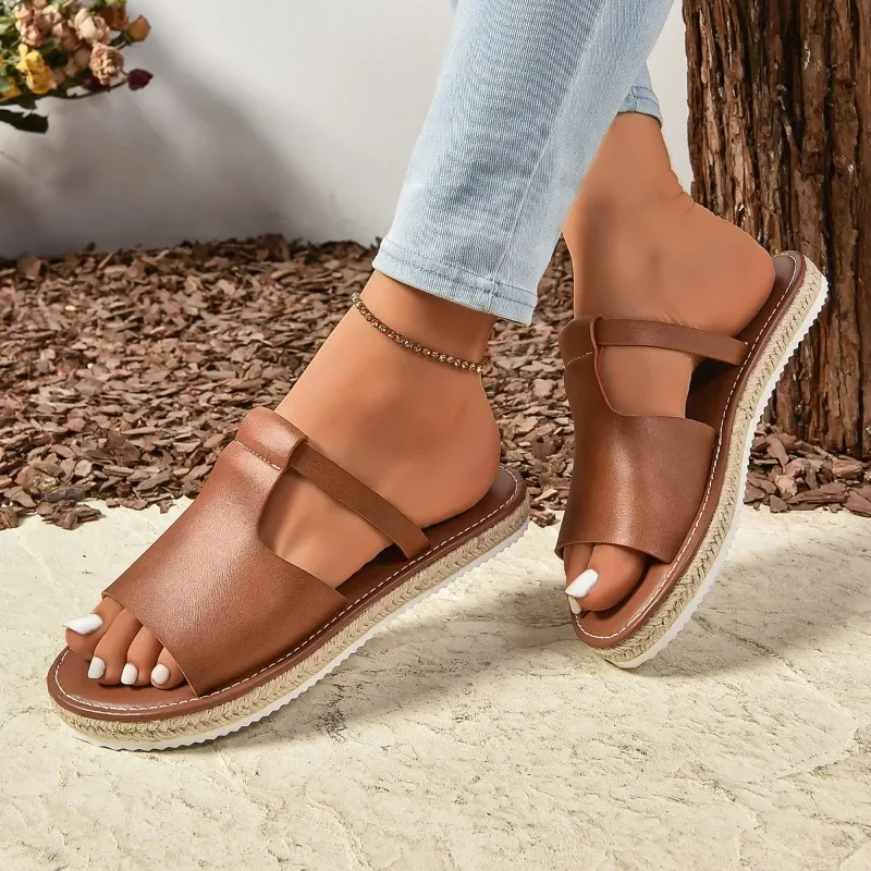 Женские босоножки на плоской подошве Летние повседневные сандалии с ремешком