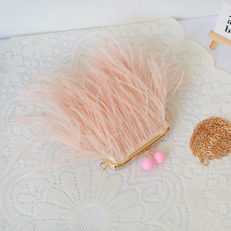 Роскошные настоящие страусиные перья в форме коробки женский клатч вечерняя