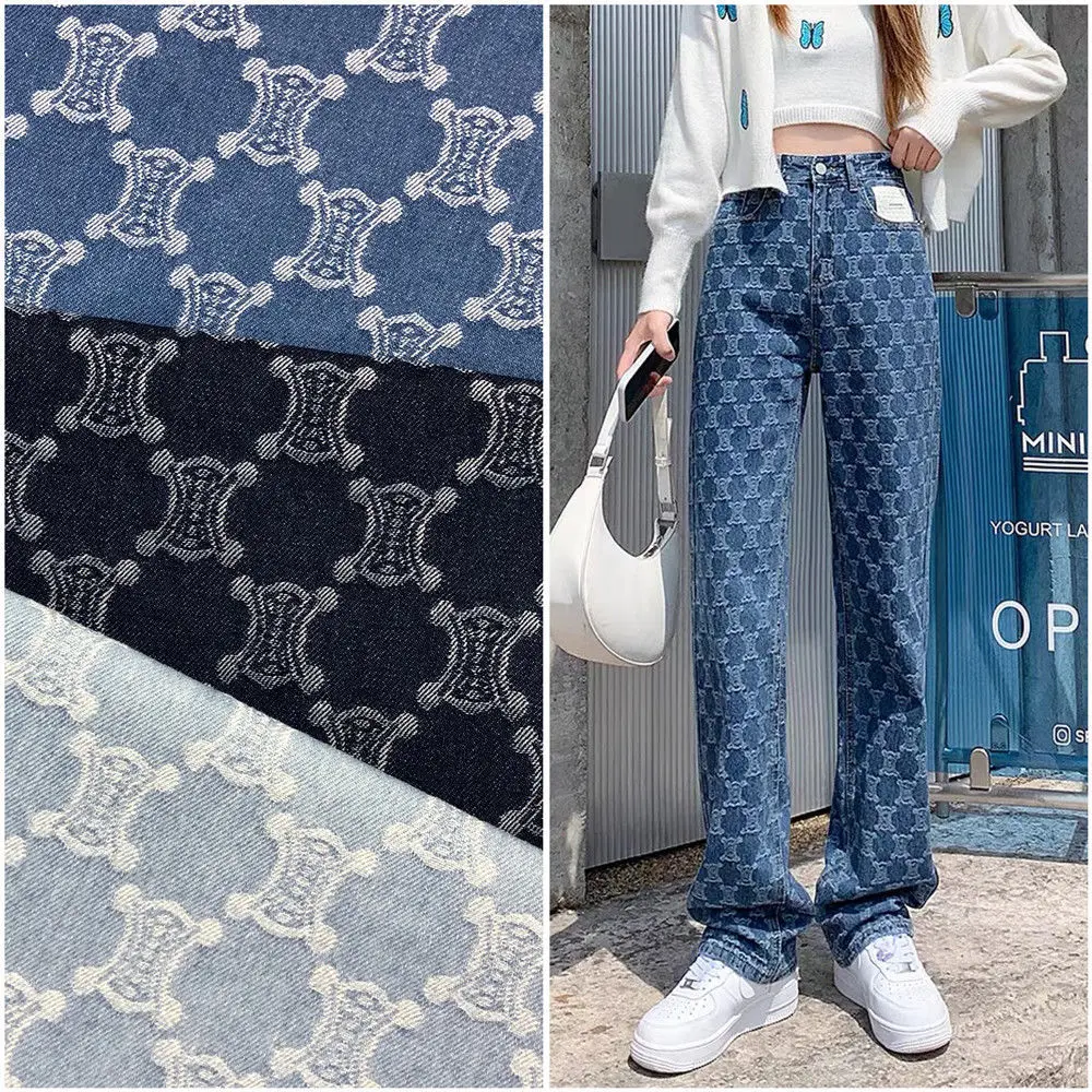 

1.7m*0.5m Black Navy Floral-Wash Denim Diy For Clothing Bag Shoes Curtain Sofa Cover Diy Handmade For Sewing Per Meter