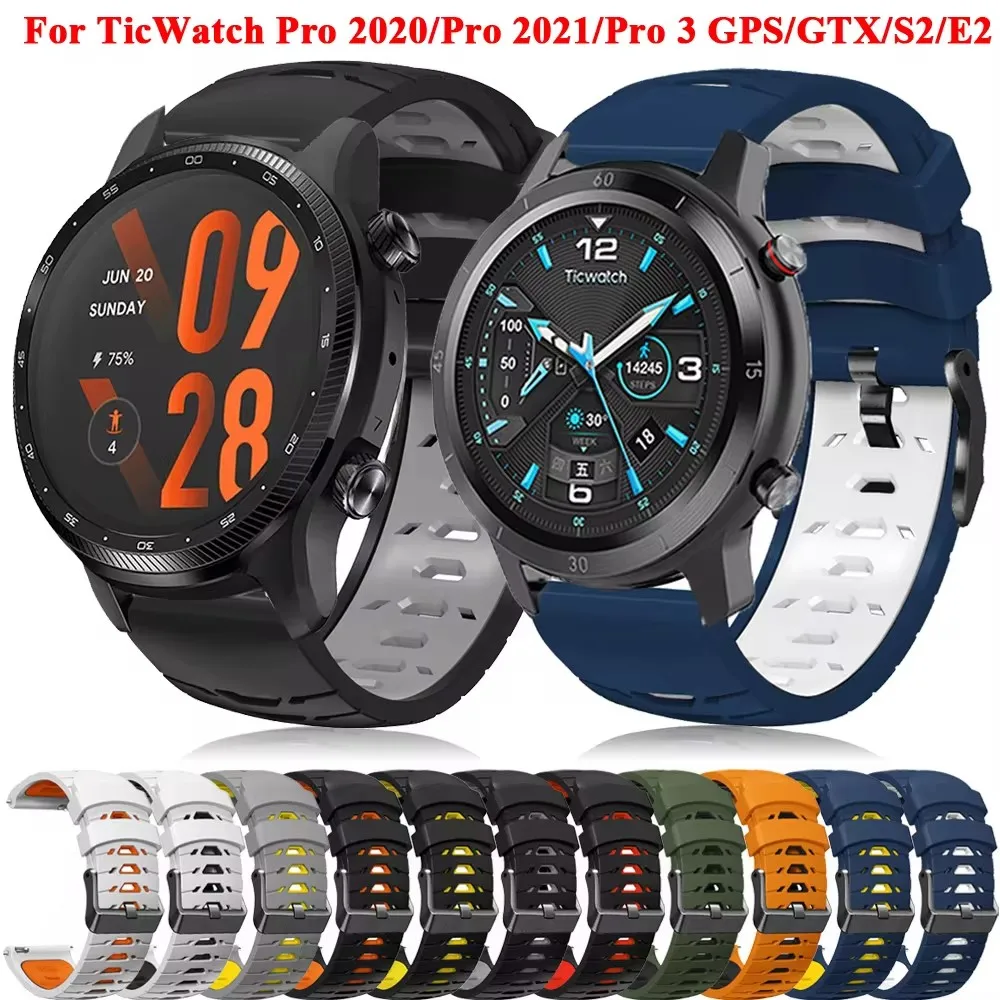 Силиконовый Ремешок Для Часов 22 Мм TicWatch Pro 3 Ultra GPS/LTE GTX И GTH 2 Сменный Аксессуар