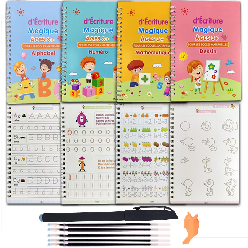 

French Magic Practice Copybook Snak Magic Book That Can Be Reused French Alphanumeric Calligraphy Writing Children