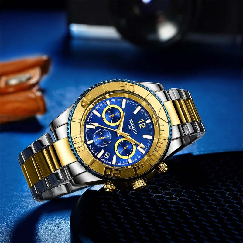 Часы наручные NIBOSI Мужские кварцевые брендовые Роскошные водонепроницаемые с
