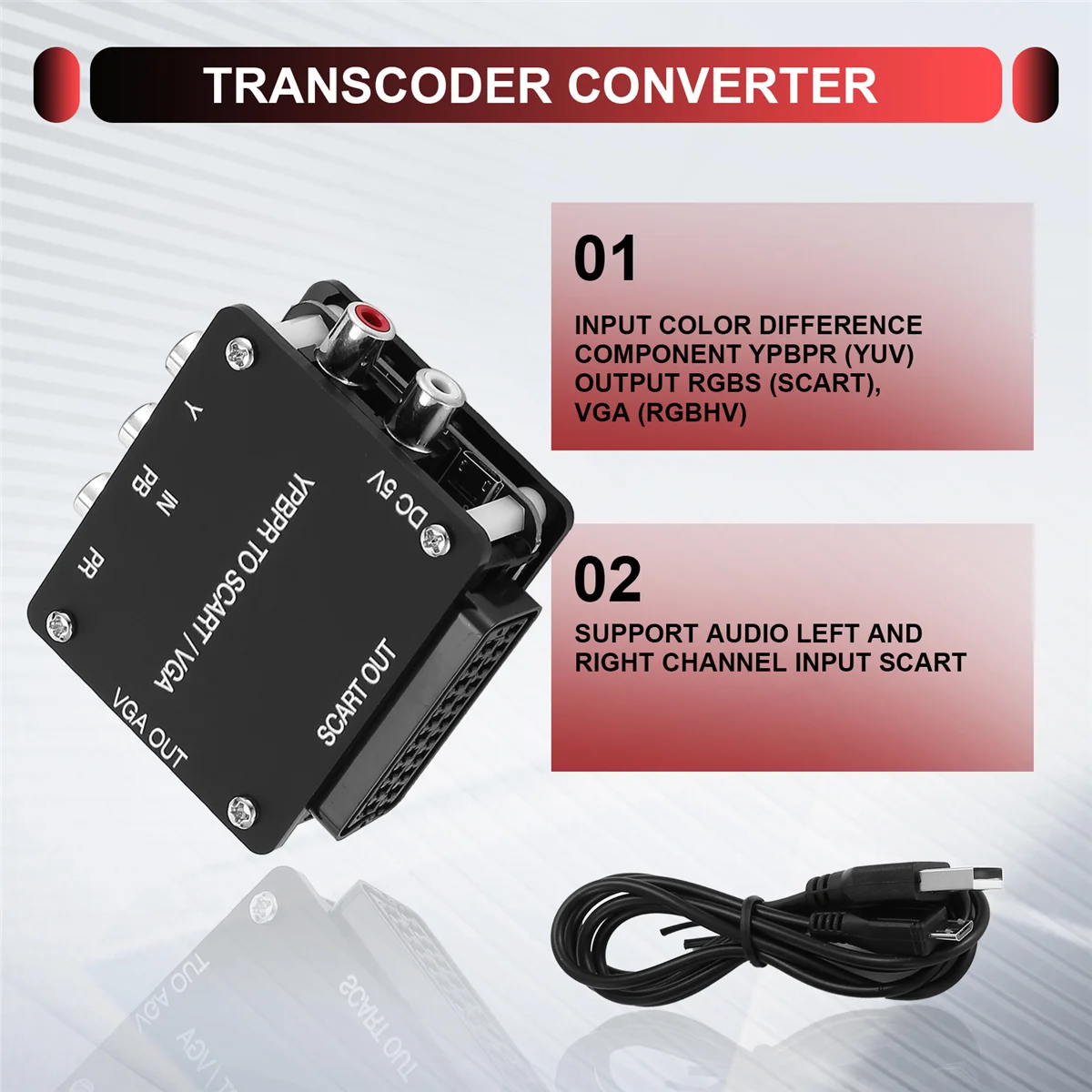 YUV TO RGBS YPBPR to SCART VGA Component Transcoder Converter Game Console Color Difference