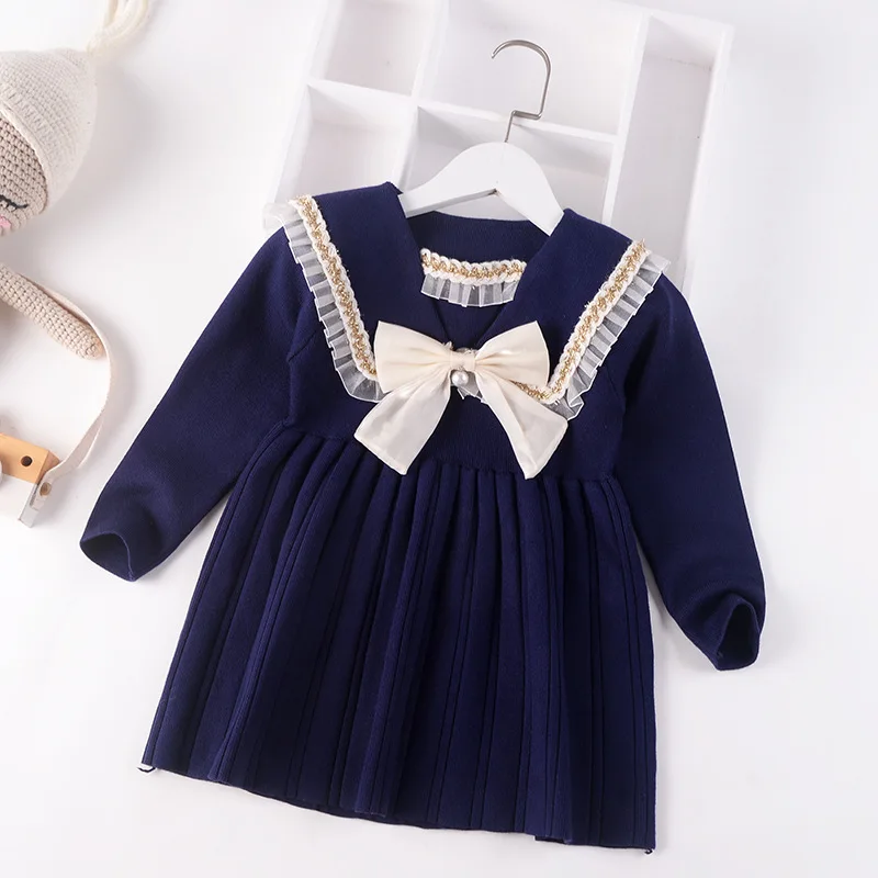 

Girls Casual Dress College Style Dress autumn winter warm knitted sweater dress knitted skirt girl Dresses childrens clothing