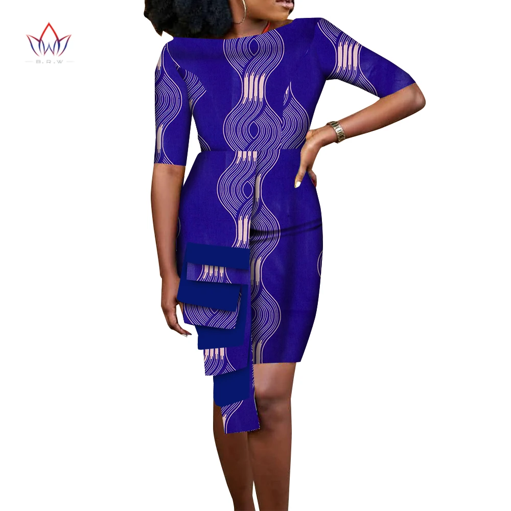 

African Dresses For Women Dashiki 2022 New Africa short sleeve Clothing Ankara Fashion Dresses Nigeria Work Cotton Dress WY9908