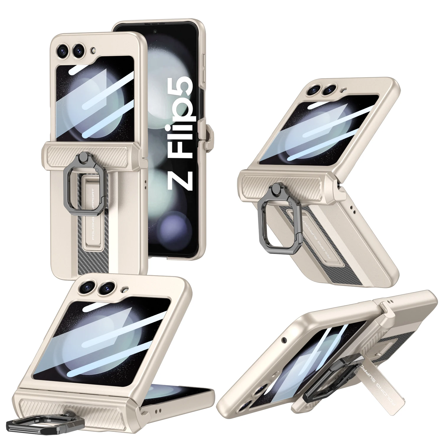 

Чехол для Samsung Galaxy Z Flip 5, приятный для кожи матовый складной магнитный шарнирный кольцевой держатель с противоударным чехлом с зеркальной пленкой