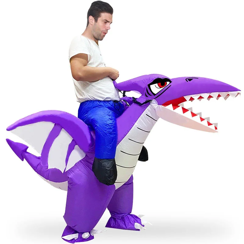 

Purple Pterosaur Dinosaur Inflatable Costume Purim Halloween Party Cosplay Fancy Suits Mascot Cartoon Anime Dress for Adult Kids