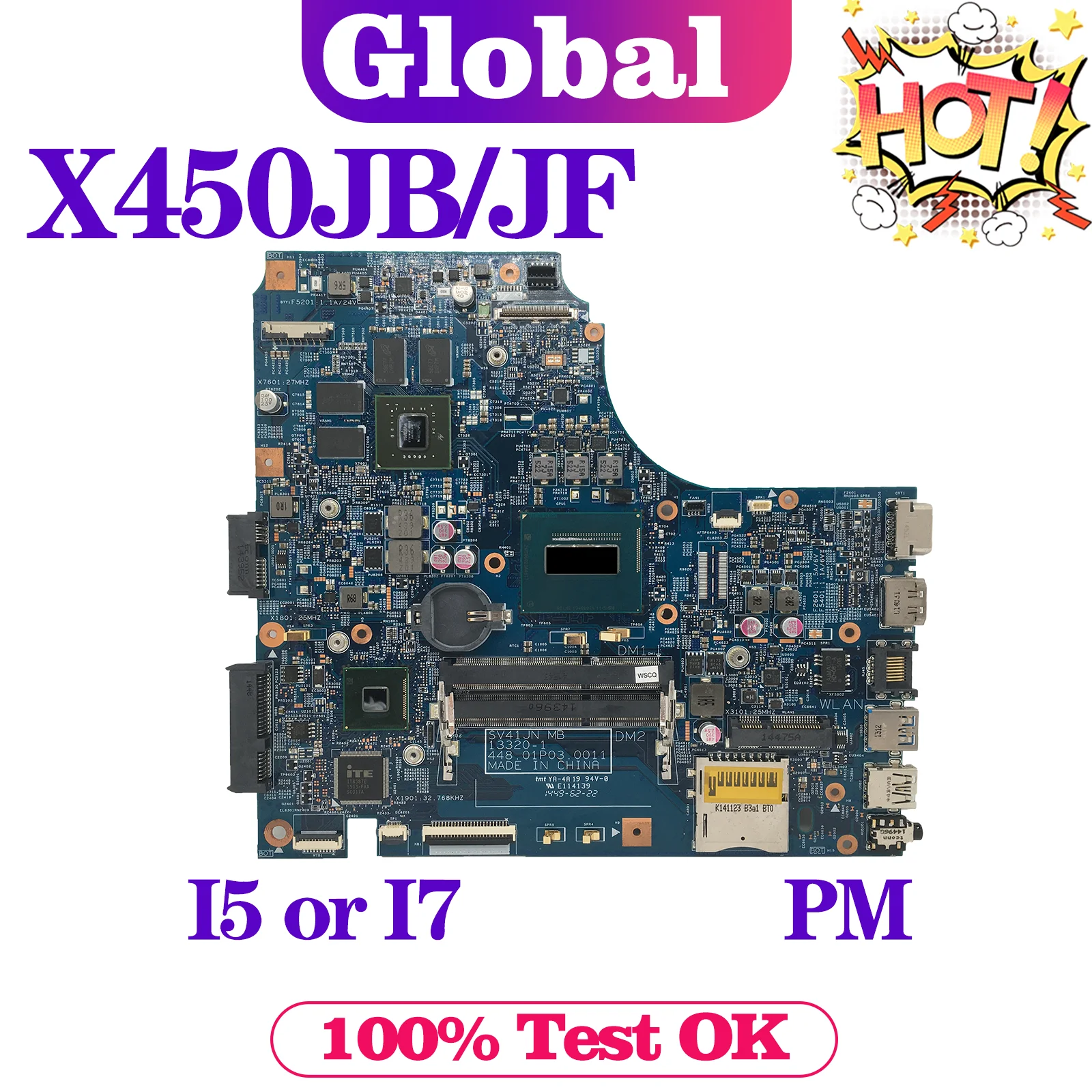 

KEFU X450J Laptop Motherboard For ASUS X450JB X450JF A450J SV41JV X450JN Mainboard I5 I7 GT745M GT850M GT940M LVDS/EDP