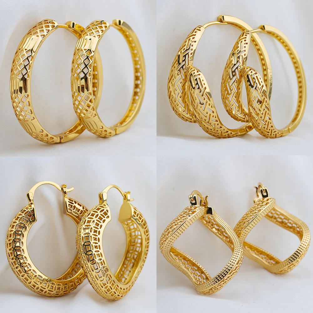 

Gold Plated Copper Earrings for Women Fashion Circle Twist Zircon Hoop Earring Engagement Wedding Jewelry Party Birthday