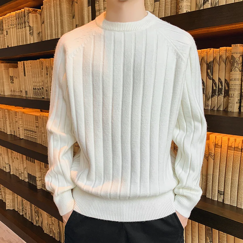 2020 New Men's Knitted Sweater Semi-turtleneck And Velvety Thickened Sweater For Men The Autumn/winter Zu125