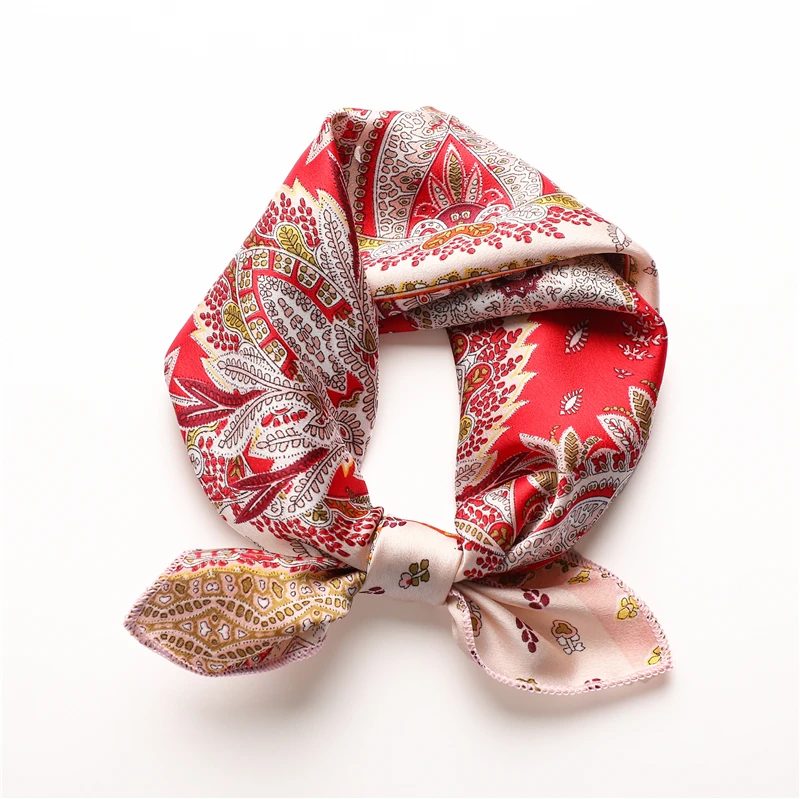

2022 New Women Hair Scarf Silk Square Hairband Lady Neck Scarves Print Foulard Neckerchief Bandana Small Tie Wraps