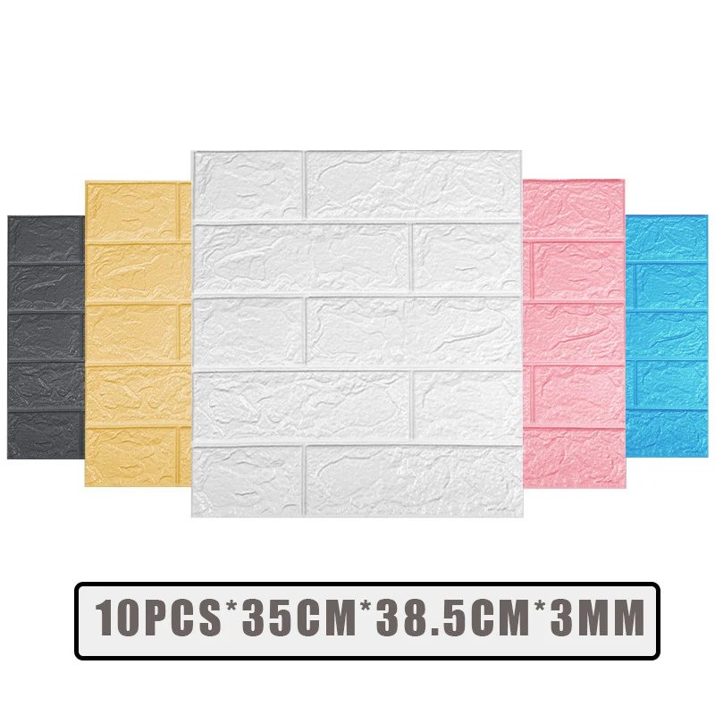 10Pcs 3D Soft Foam Brick Wallpaper Sticker DIY Self Adhesive Waterproof for Home Decor Living Room Bedroom Bathroom - купить по