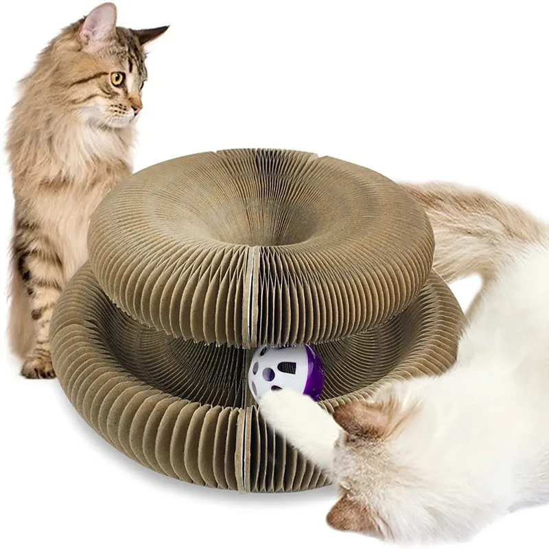 

Magic Organ Cat Scratch Board Interactive Grinding Claw Cat Toy Foldable Cat Climbing Frame with Round Bell Kitty Lounge Bed Toy