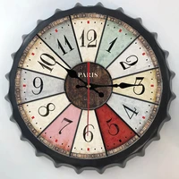 nostalgic retro beer cover wall clock tinplate art vintage wall hanging metal painting plaques signs bar cafe home decoration c3