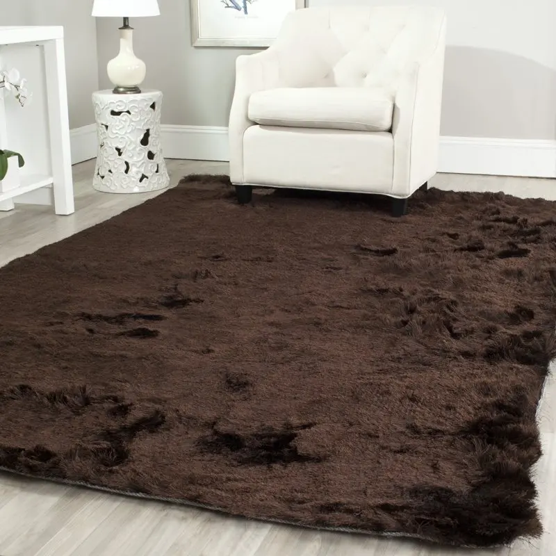 

Paris Darwin Plush Polyester Shag Area Rug - Chocolate, 5' x 5' Square