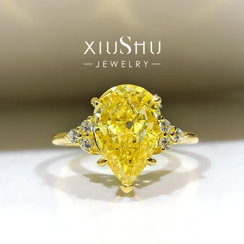 

Women's aloof style high-end gold-plated yellow treasure 925 sterling silver fashionable yellow crystal wedding jewelry