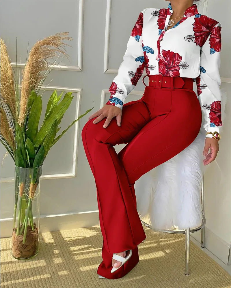 

New casual fashion suit women with belt