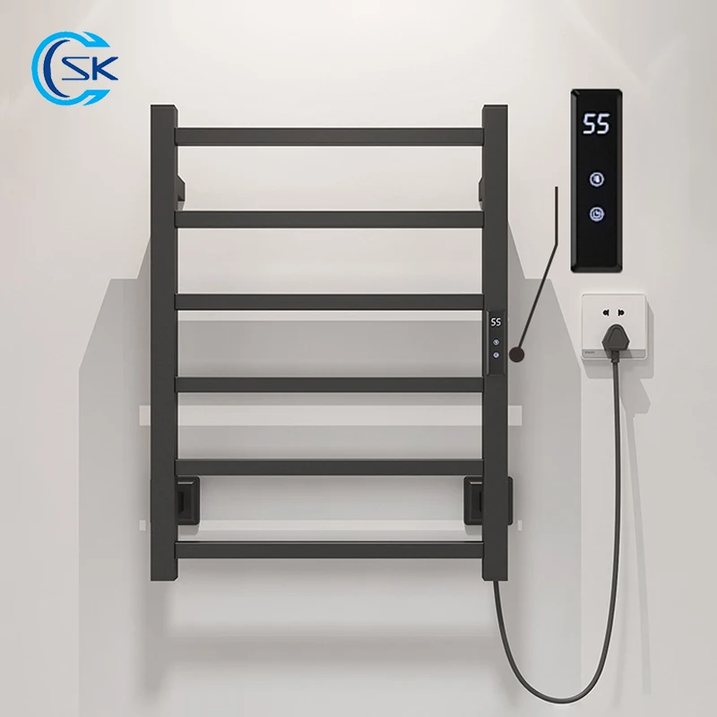 

Black/White Bathroom Electric Heated Towel Rack Smart Touch Towel Warmer Heating Towel Rail Energy Saving Electric Towel Holder