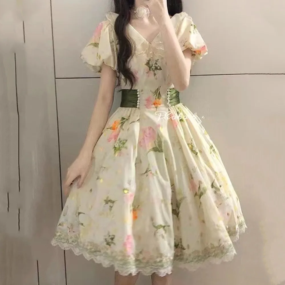 

Cathy Princess Ball Gown Prom Dress Lolita Short Mini Evening Dress Sweetie Puffy Sleeves Vestidos De Noche Party Dress