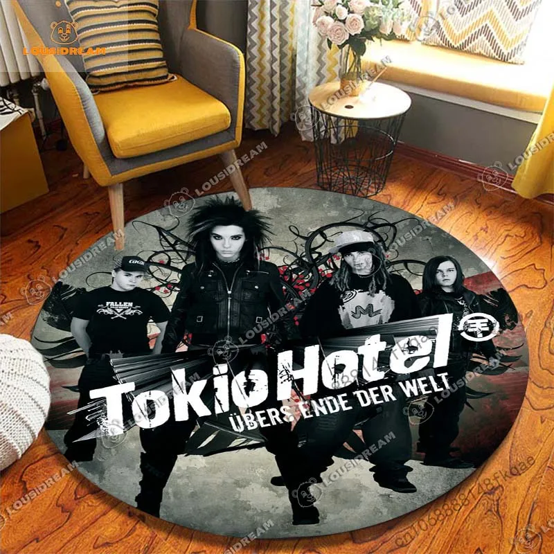 

Cool Tokio Hotel CD Cover Round Carpet Fashion Singer Living Room Floor Mat Bedroom Hanging Basket Cushion Round Rug Home Decor