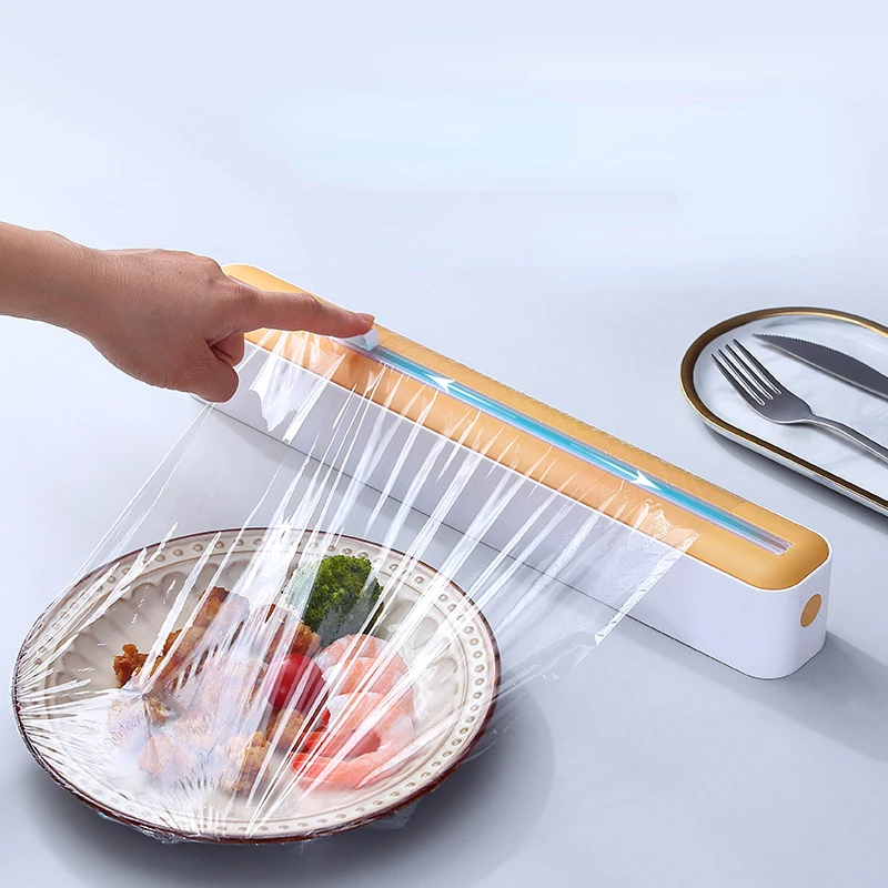

Cling Film Dispenser 2 In 1 Parchment Wrap Dispenser Film Cutter Saran Wrap Dispenser with Cutter Foil Cling Film Wrap Gadgets