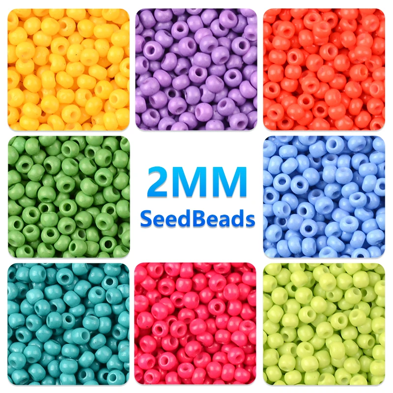 

Approx.1000 2MM Glass Seed Beads 11/0 Uniform Size Charm Round Spacer Beads For DIY Handmade Jewelry Making Accessories