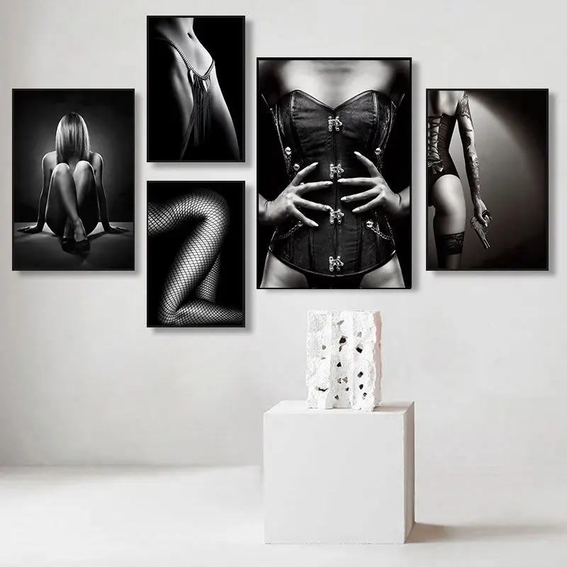 

Black and White Sexy Women Figure Canvas Print Wall Art Home Decoration For Living Room Bedroom Posters Girls Nude Painting