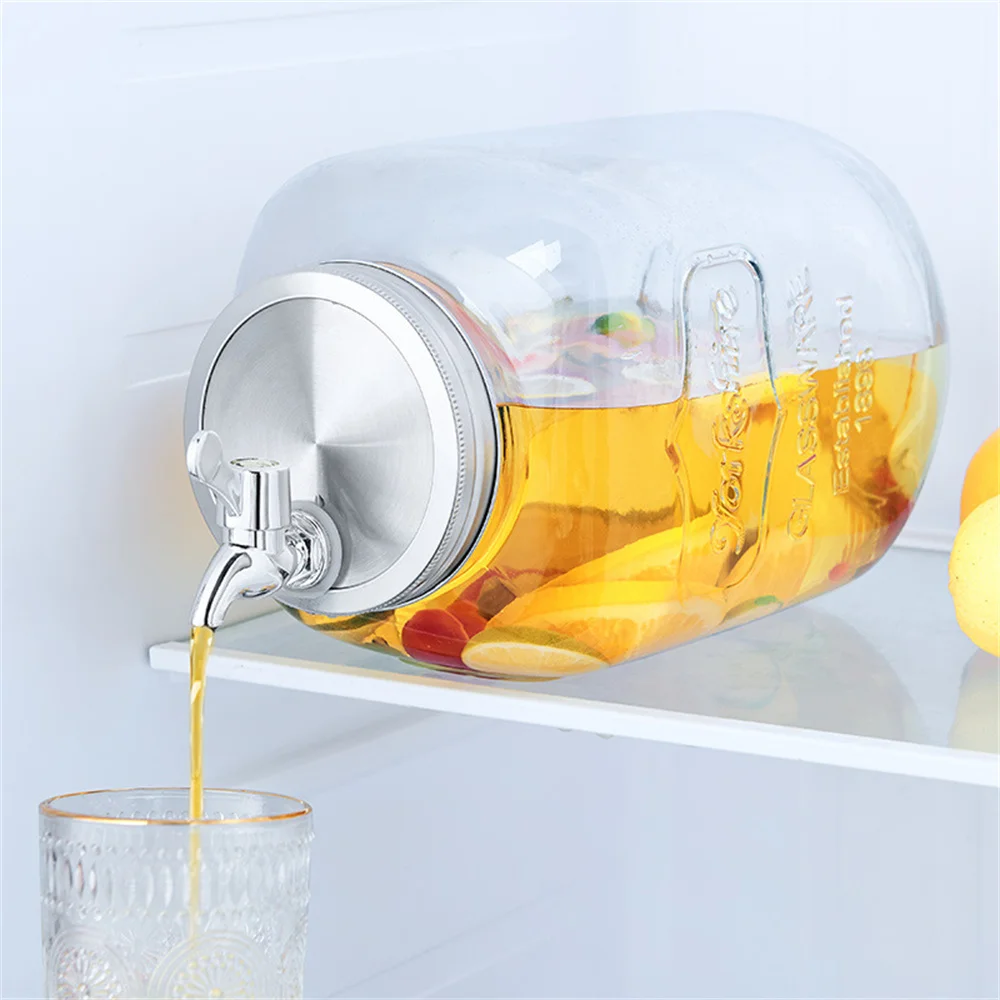 

Cold Kettle with Faucet in Refrigerator Iced Beverage Dispenser Refrigerator Glass Cold Water Kettle For Fruit Tea