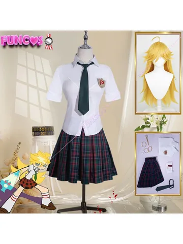 Трусики и чулки с поясом для чулок, трусики анархии, костюм для косплея, парик JK, школьная форма, галстук-юбка, белая рубашка, длинные аксессуары для волос