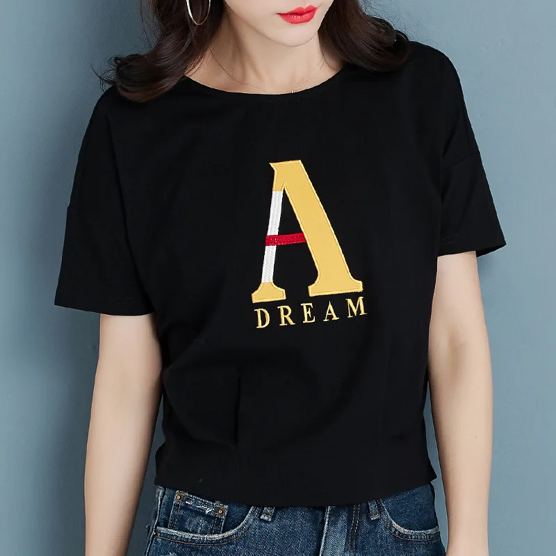 

Short-sleeved t-shirt women 2023 new short top loose and versatile half-sleeved bottoming shirt black
