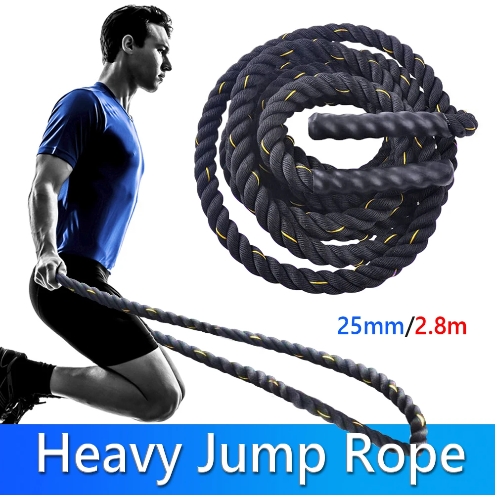 

Fitness Weighted Skip Battle Rope 9ft Length 1 inch Diameter Heavy Jump Rope Trainers Core Slid Fitness Gliding