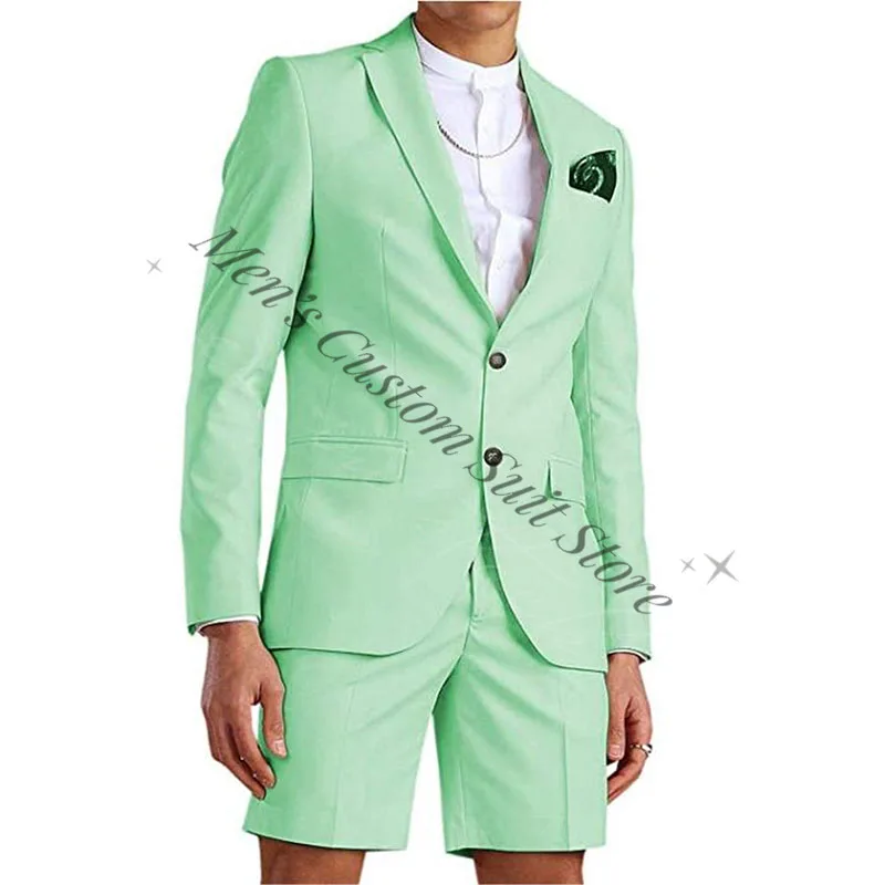 Модные мятно-голубые мужские костюмы из 2 предметов (пиджак + короткие брюки)