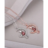 s925 moon light luxury series fashion trend pink diamond horse eye cat necklace can be used as a party gift